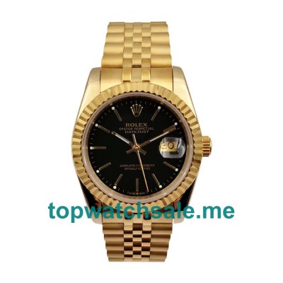 Replica Rolex Datejust 116238 36MM Yellow Gold Black Dial Swiss ETA 2836