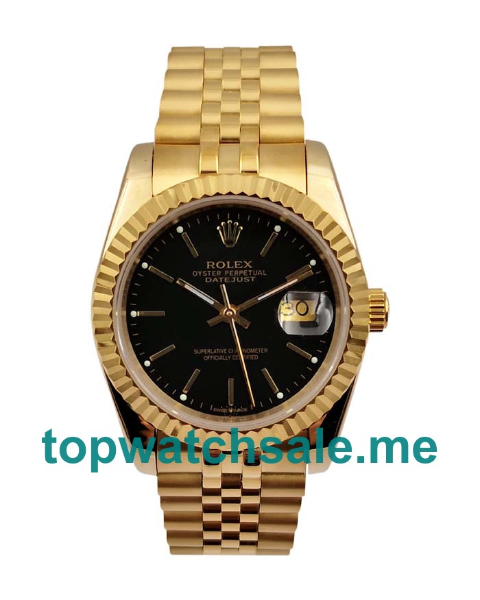 Replica Rolex Datejust 116238 36MM Yellow Gold Black Dial Swiss ETA 2836