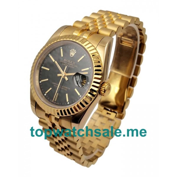 Replica Rolex Datejust 116238 36MM Yellow Gold Black Dial Swiss ETA 2836