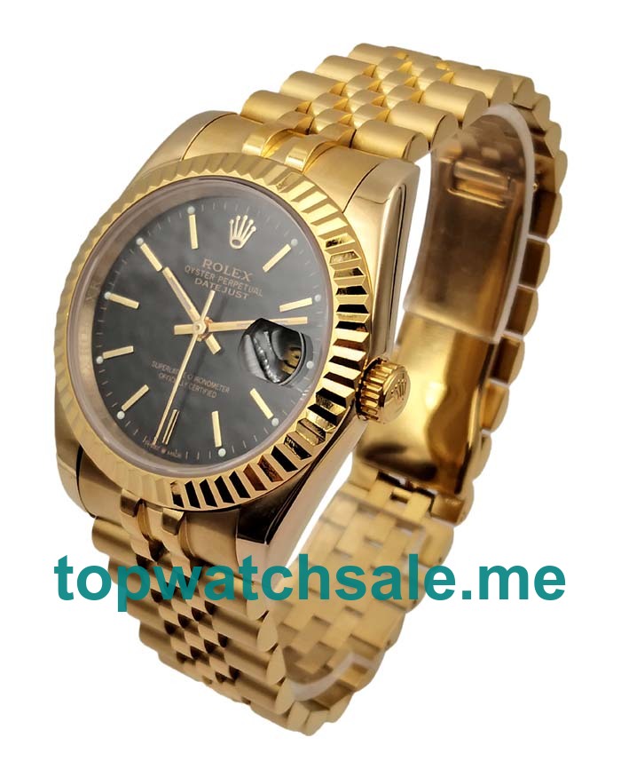 Replica Rolex Datejust 116238 36MM Yellow Gold Black Dial Swiss ETA 2836