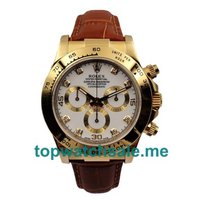 UK 1:1 Wholesale Replica Rolex Cosmograph Daytona 116508 JH Yellow Gold White Dial Swiss Valjoux 7750 Movement Watches