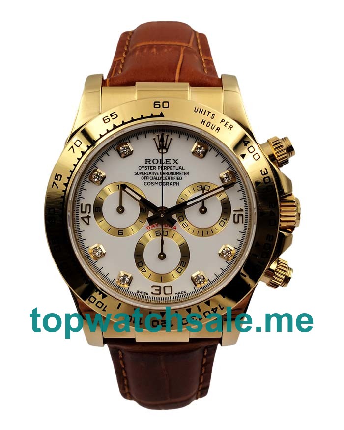 UK 1:1 Wholesale Replica Rolex Cosmograph Daytona 116508 JH Yellow Gold White Dial Swiss Valjoux 7750 Movement Watches