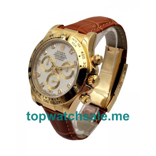 UK 1:1 Wholesale Replica Rolex Cosmograph Daytona 116508 JH Yellow Gold White Dial Swiss Valjoux 7750 Movement Watches