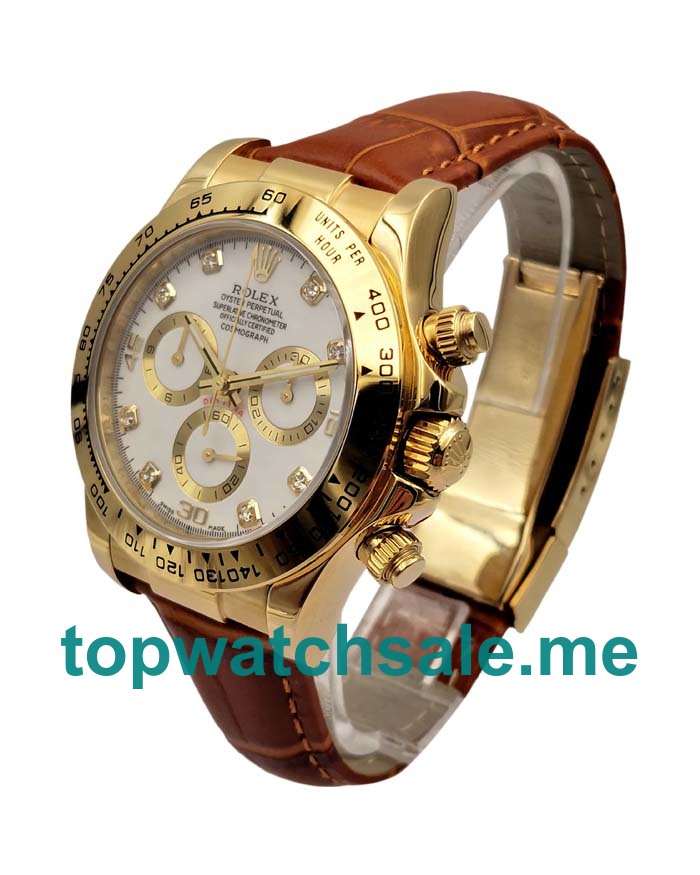 UK 1:1 Wholesale Replica Rolex Cosmograph Daytona 116508 JH Yellow Gold White Dial Swiss Valjoux 7750 Movement Watches