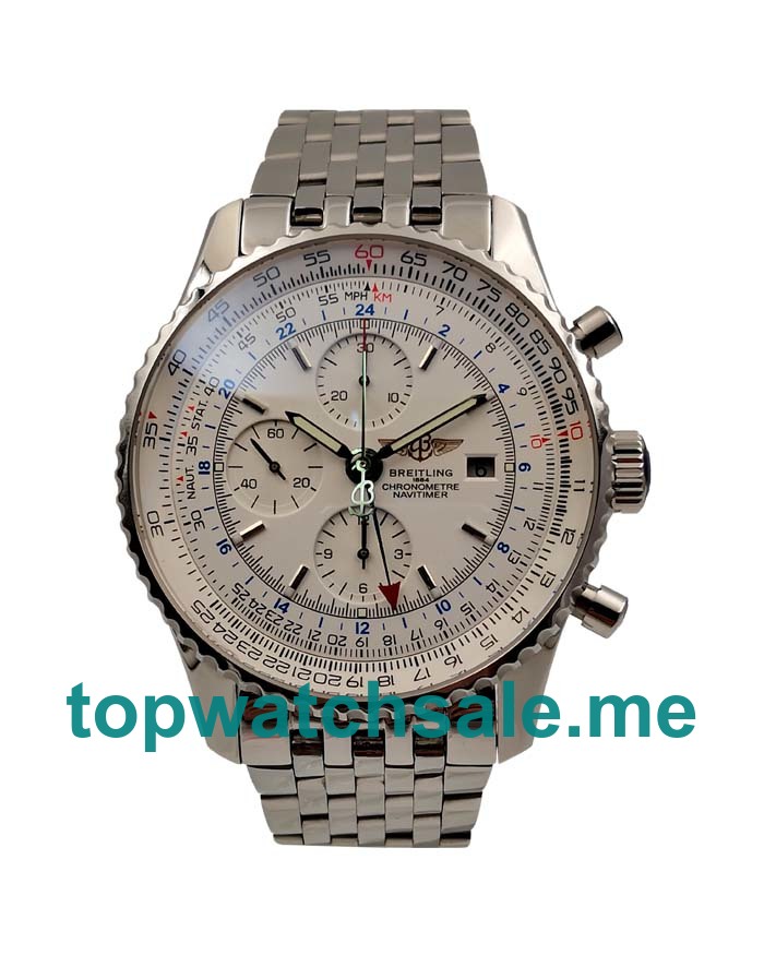 UK 46 MM Perfect Breitling Navitimer World A24322 Replica Watches With Steel Cases For Men
