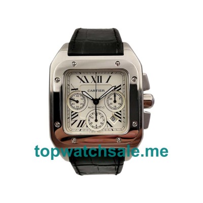 UK Cheap Cartier Santos 100 W20090X8 Replica Watches With Silver Dials For Sale