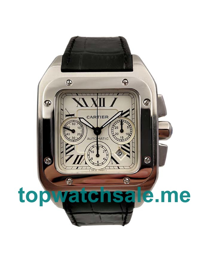 UK Cheap Cartier Santos 100 W20090X8 Replica Watches With Silver Dials For Sale