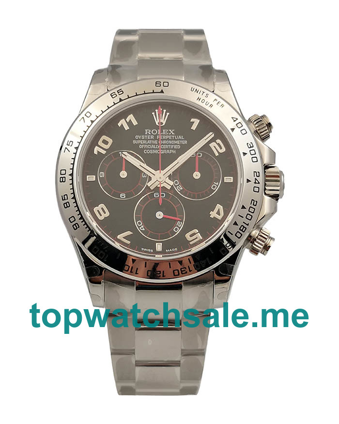 UK 40 MM Swiss Made Rolex Daytona 116509 Fake Watches With Black Dials Online