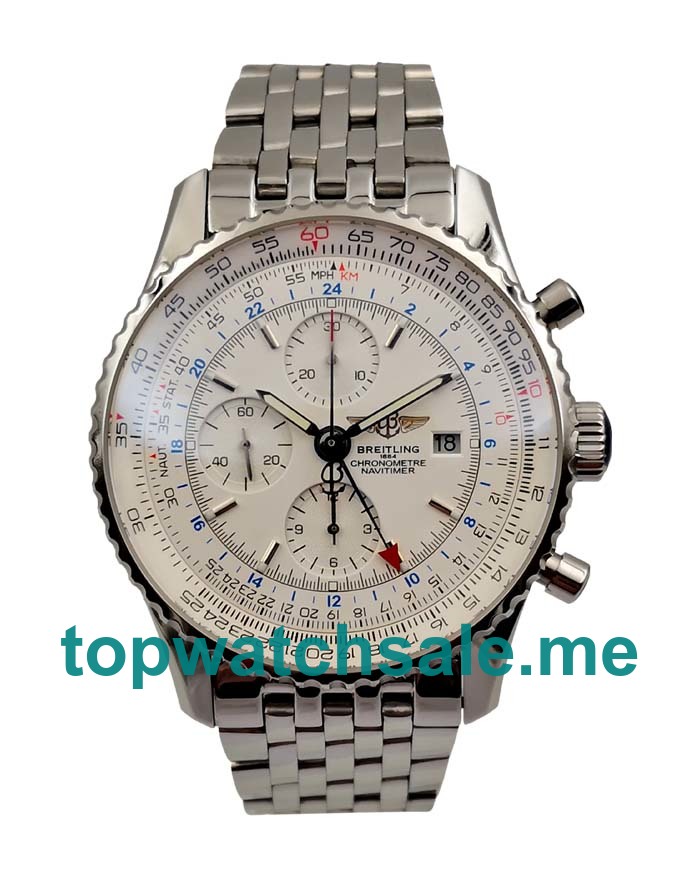 UK Best 1:1 Breitling Navitimer A24322 Replica Watches With White Dials For Men