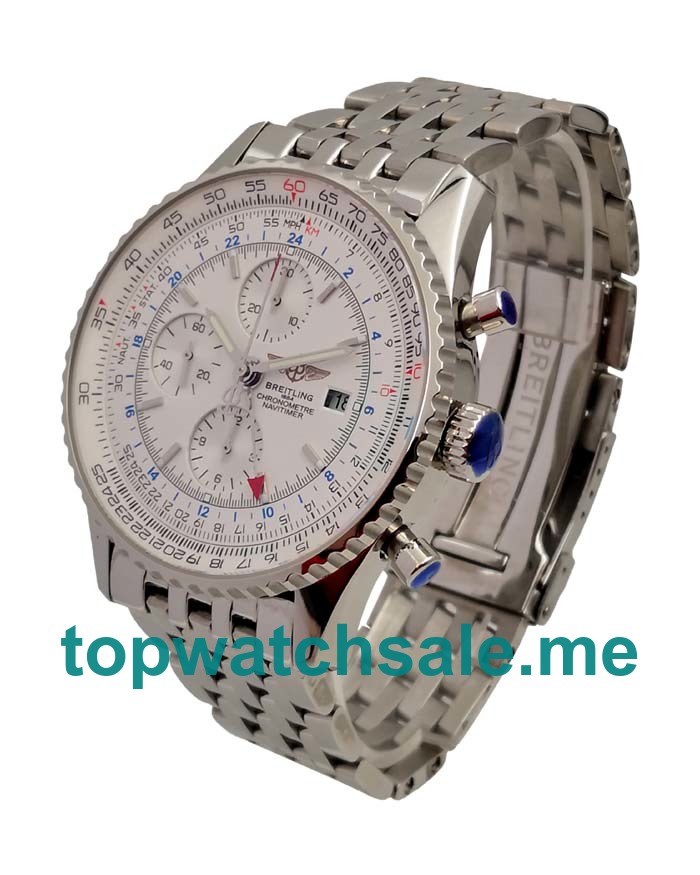 UK Best 1:1 Breitling Navitimer A24322 Replica Watches With White Dials For Men
