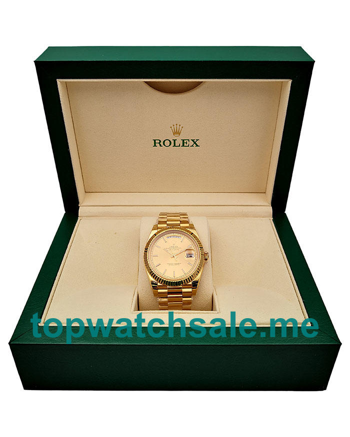 UK Swiss Made Rolex Day-Date 228238 Fake Watches With Champagne Dials For Sale