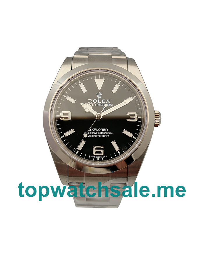 UK 39 MM Cheap Rolex Explorer 214270 Replica Watches With Black Dials For Men