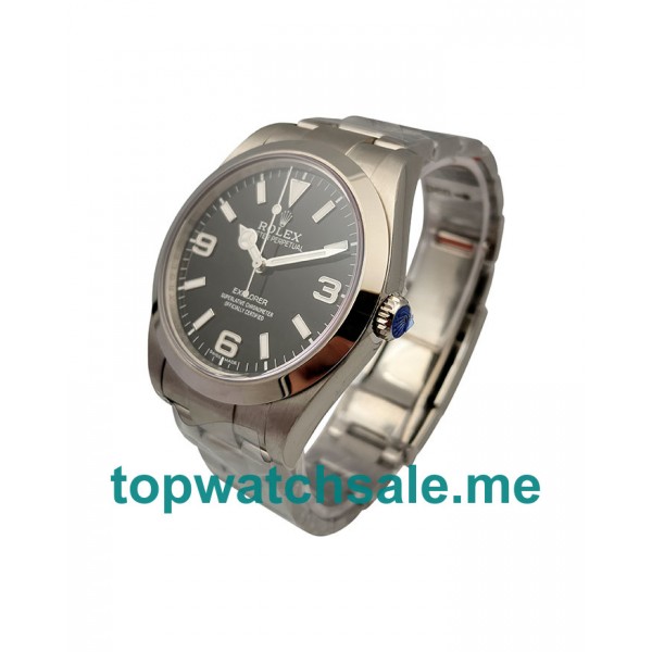 UK 39 MM Cheap Rolex Explorer 214270 Replica Watches With Black Dials For Men