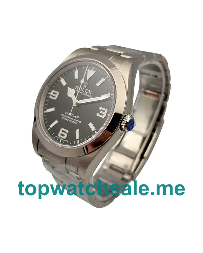 UK 39 MM Cheap Rolex Explorer 214270 Replica Watches With Black Dials For Men