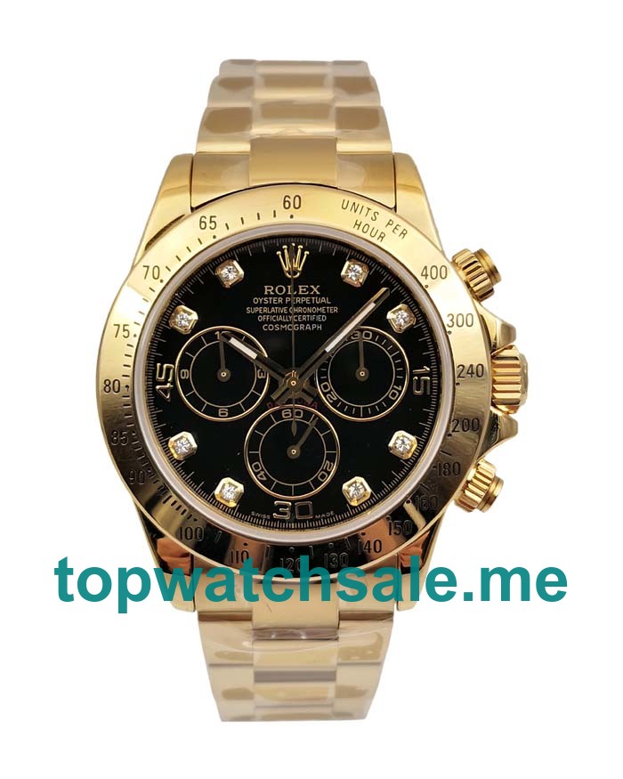 UK Swiss Movement Rolex Daytona 116528 Replica Watches With Black Dials For Men