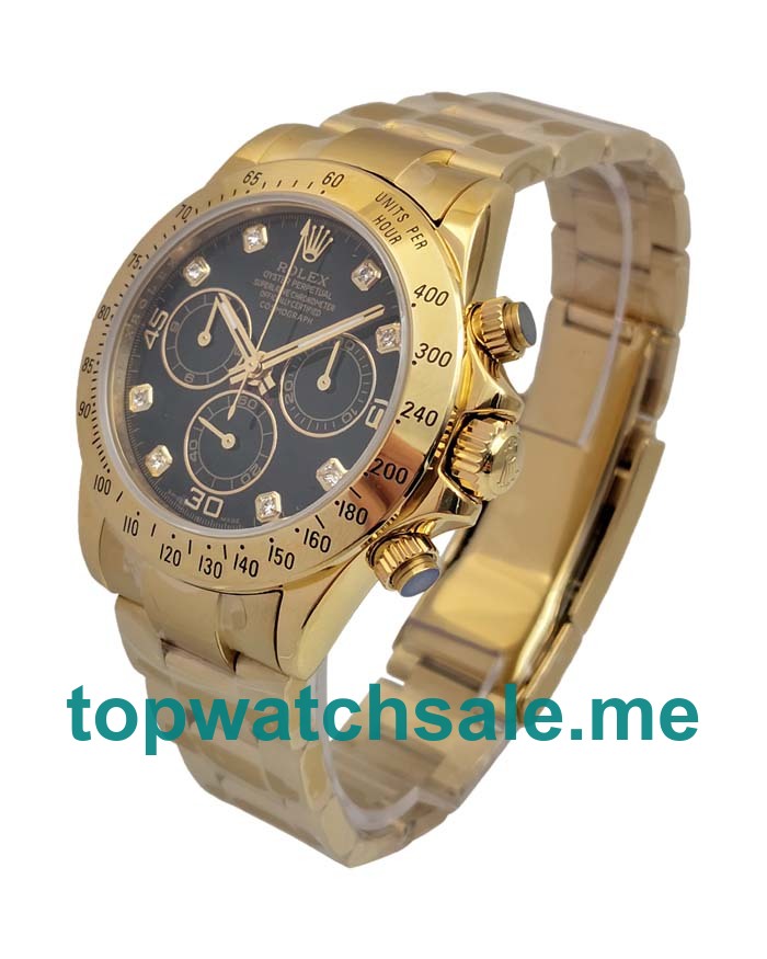 UK Swiss Movement Rolex Daytona 116528 Replica Watches With Black Dials For Men