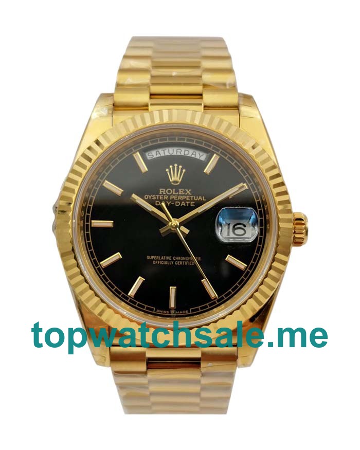 UK Swiss Movement Rolex Day-Date 228238 Fake Watches With Black Dials For Sale