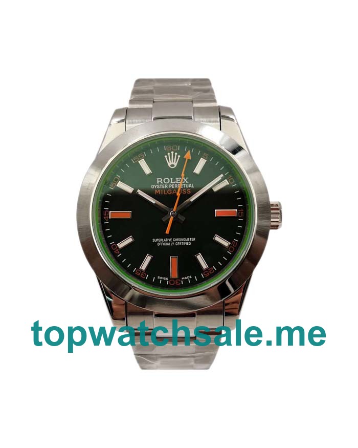 UK Top Quality Rolex Milgauss 116400 GV Fake Watches With Black Dials For Men