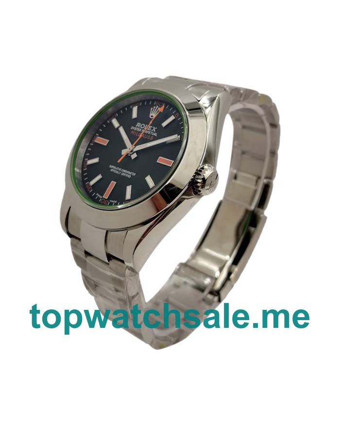 UK Top Quality Rolex Milgauss 116400 GV Fake Watches With Black Dials For Men