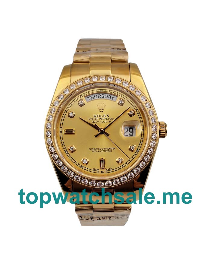 UK Best Quality Rolex Day-Date 118348 Replica Watches With Champagne Dials For Men