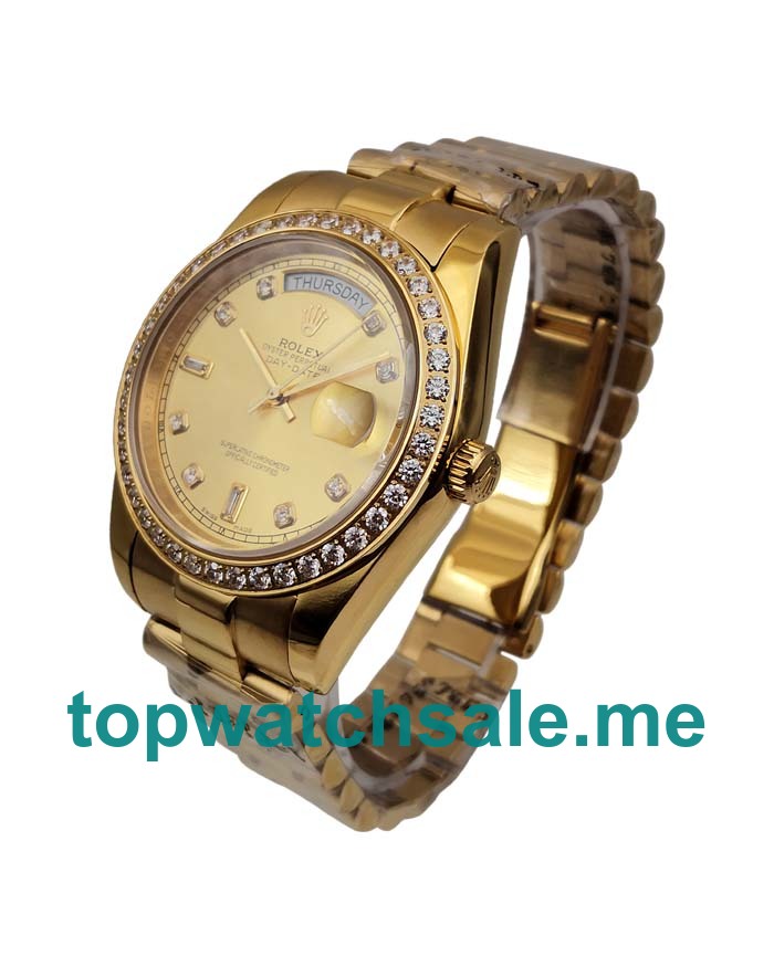 UK Best Quality Rolex Day-Date 118348 Replica Watches With Champagne Dials For Men