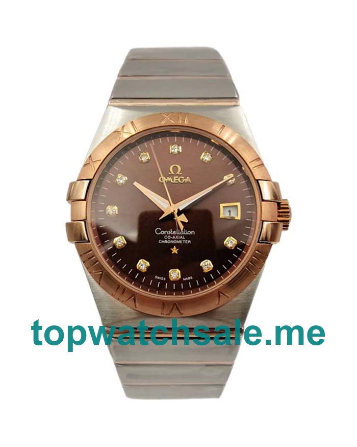 UK Best Quality Omega Constellation 123.20.35.20.63.001 Replica Watches With Brown Dials For Men