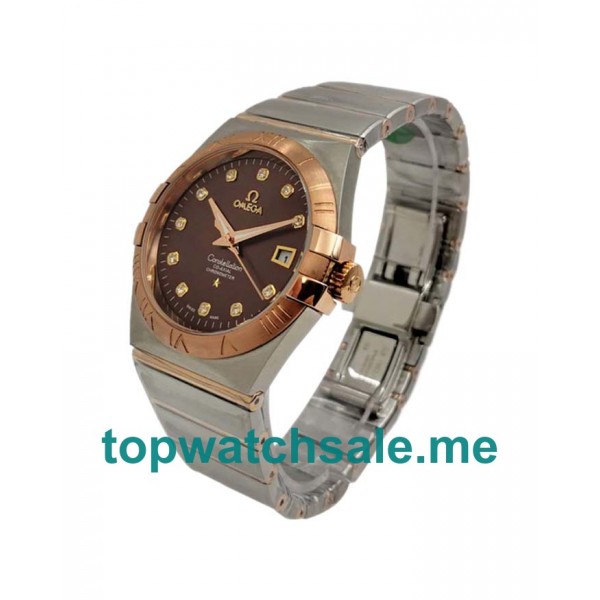 UK Best Quality Omega Constellation 123.20.35.20.63.001 Replica Watches With Brown Dials For Men