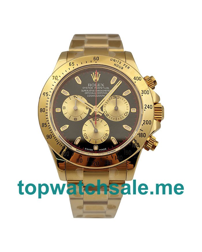 UK AAA Quality Rolex Daytona 116528 Fake Watches With Black Dials For Men