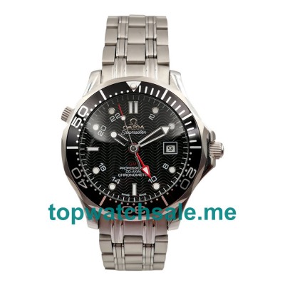 UK 41.5 MM Cheap Omega Seamaster 300 M GMT 2535.80.00 Replica Watches With Black Dials For Sale