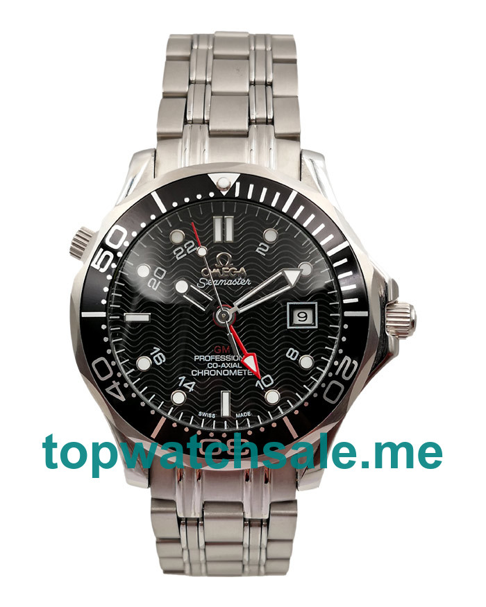 UK 41.5 MM Cheap Omega Seamaster 300 M GMT 2535.80.00 Replica Watches With Black Dials For Sale