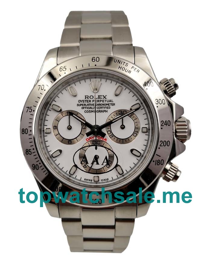 UK High Quality Rolex Daytona 116520 Fake Watches With White Dials For Men