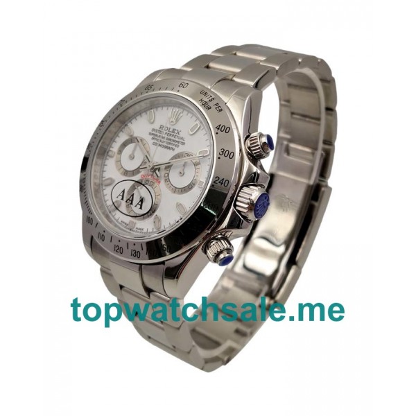 UK High Quality Rolex Daytona 116520 Fake Watches With White Dials For Men