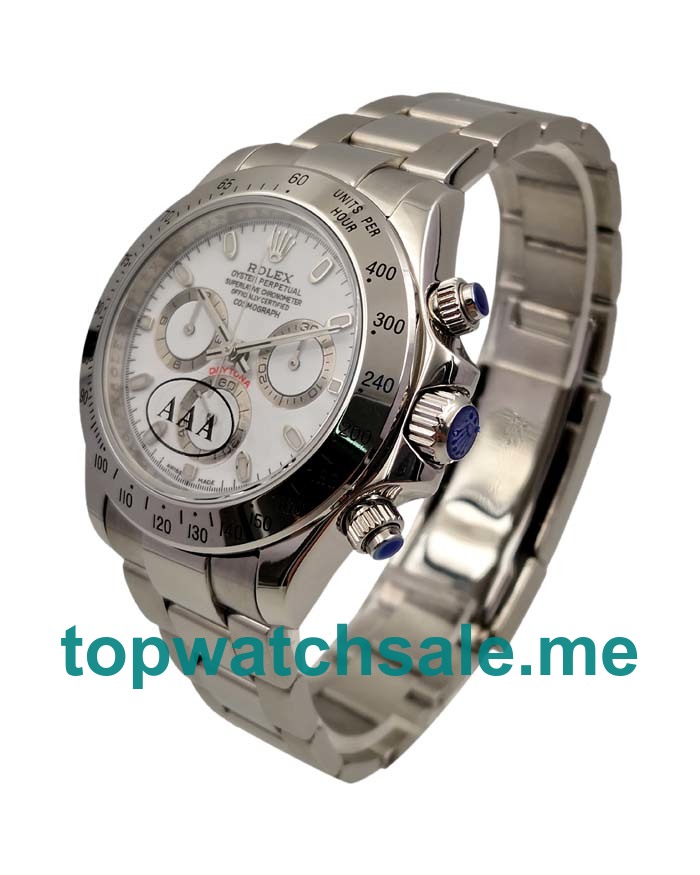 UK High Quality Rolex Daytona 116520 Fake Watches With White Dials For Men