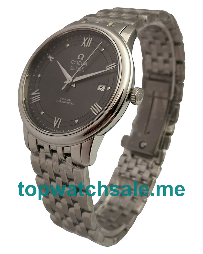 UK Swiss Made Omega De Ville 424.10.40.20.06.001 Fake Watches With Gray Dials For Sale