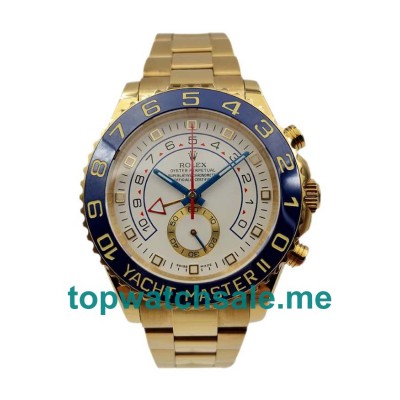 UK Best 1:1 Replica Rolex Yacht-Master II 116688 JF Yellow Gold White Dial Swiss 7750 Watches For Men