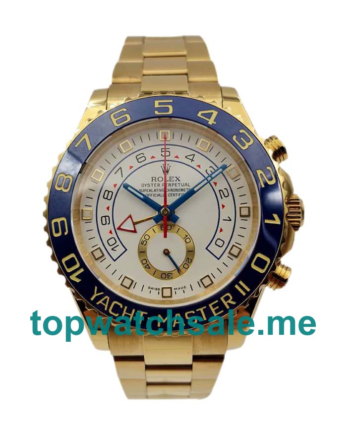 UK Best 1:1 Replica Rolex Yacht-Master II 116688 JF Yellow Gold White Dial Swiss 7750 Watches For Men
