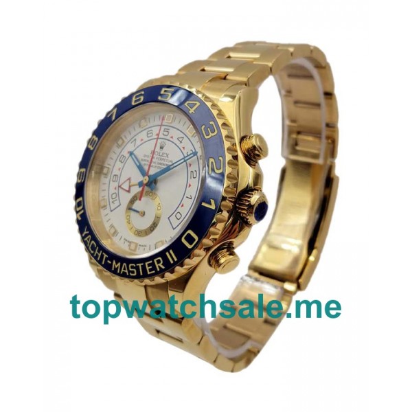 UK Best 1:1 Replica Rolex Yacht-Master II 116688 JF Yellow Gold White Dial Swiss 7750 Watches For Men