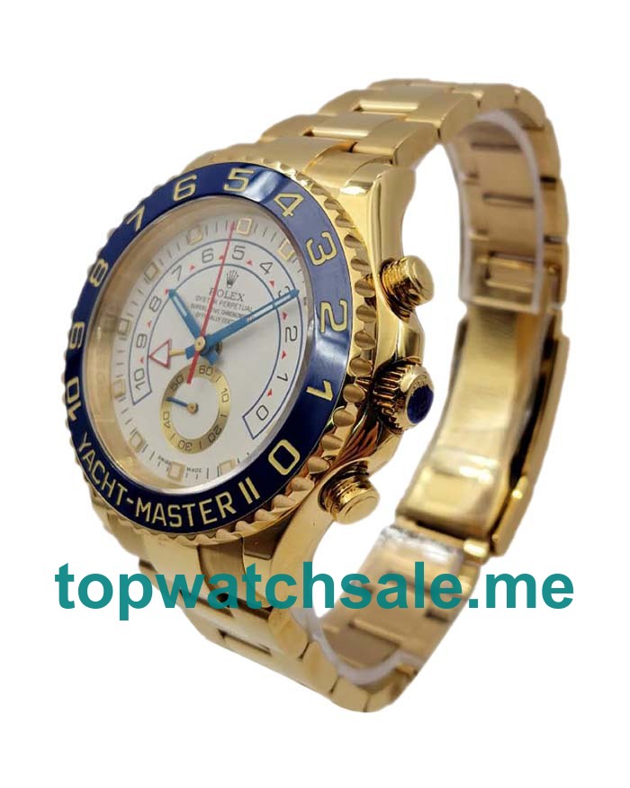 UK Best 1:1 Replica Rolex Yacht-Master II 116688 JF Yellow Gold White Dial Swiss 7750 Watches For Men