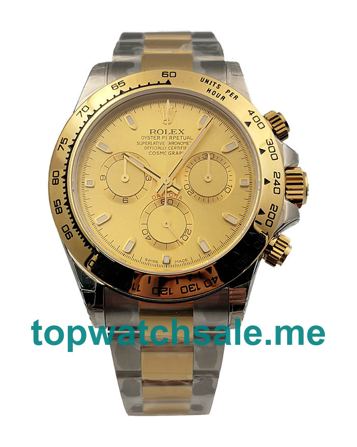 Replica Rolex Daytona Cosmograph 116503 3A 18K Yellow Gold Wrapped & Stainless Steel 904L Champagne Dial Swiss 7750 Run 6@SEC