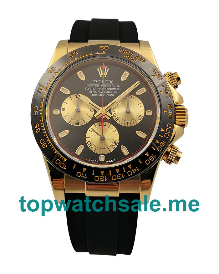 Replica Rolex Daytona Cosmograph 116518LN JH Yellow Gold Black Dial Swiss 4130 Run 6@SEC