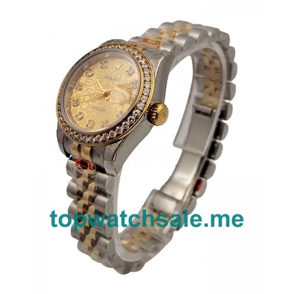 UK 26 MM Best Quality Rolex Lady-Datejust 179383 Replica Watches With Champagne Dials For Sale