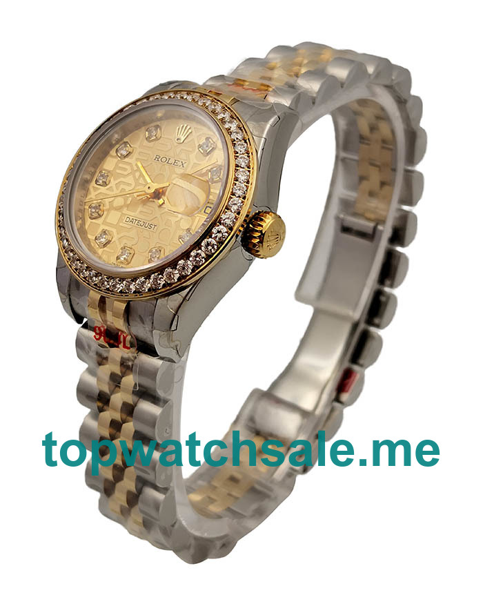 UK 26 MM Best Quality Rolex Lady-Datejust 179383 Replica Watches With Champagne Dials For Sale