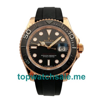 UK Swiss Movement Replica Rolex Yacht-Master 40 116655 AR Rose Gold Black Dial Swiss 3135