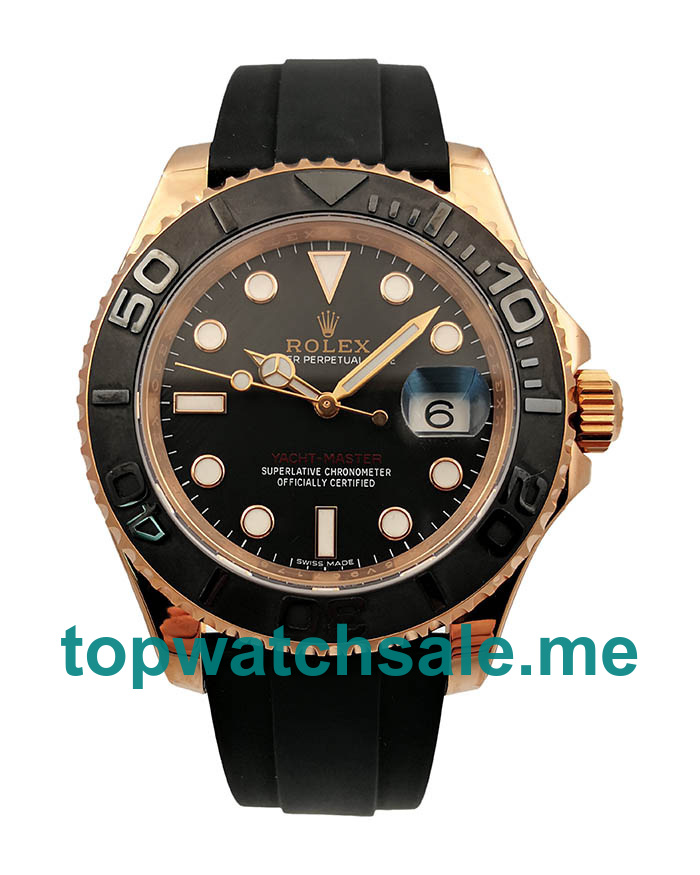 UK Swiss Movement Replica Rolex Yacht-Master 40 116655 AR Rose Gold Black Dial Swiss 3135