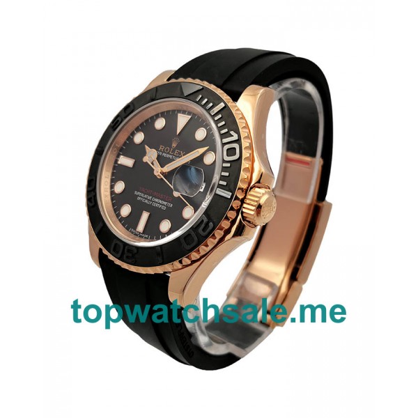 UK Swiss Movement Replica Rolex Yacht-Master 40 116655 AR Rose Gold Black Dial Swiss 3135