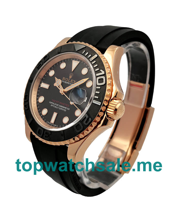 UK Swiss Movement Replica Rolex Yacht-Master 40 116655 AR Rose Gold Black Dial Swiss 3135