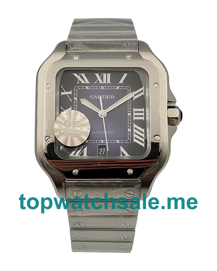 UK Best 1:1 Cartier Santos WSSA0013 Replica Watches With Blue Dials For Sale