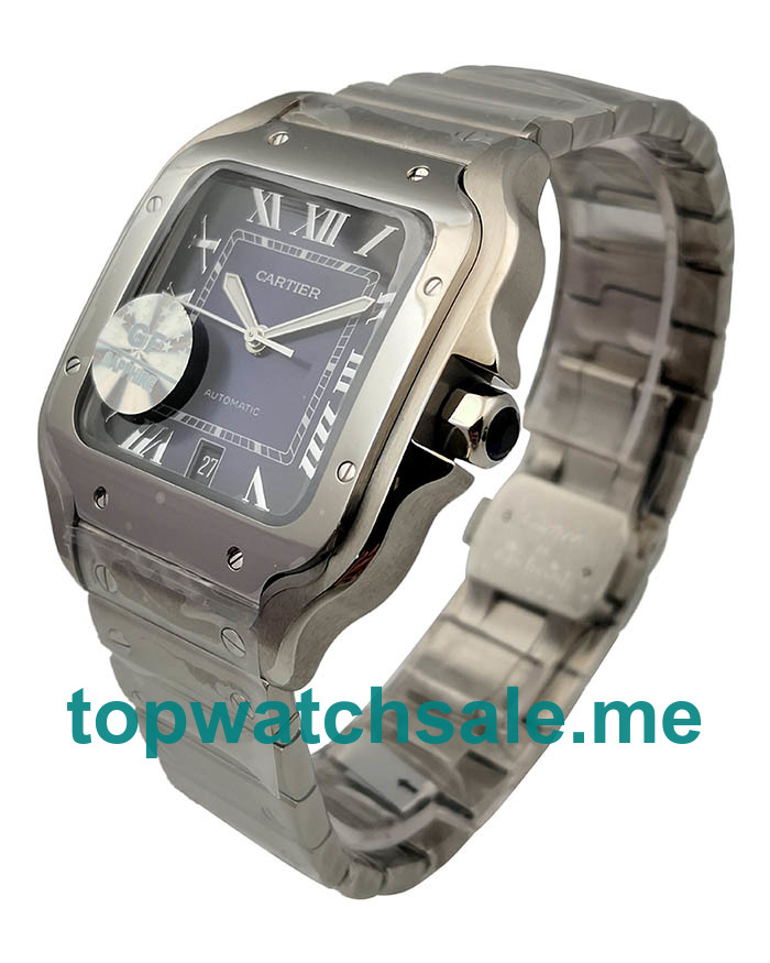 UK Best 1:1 Cartier Santos WSSA0013 Replica Watches With Blue Dials For Sale