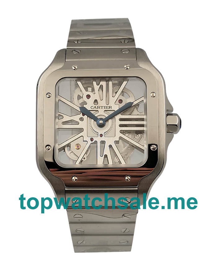 UK Top Quality Cartier Santos WHSA0015 Fake Watches With Skeleton Dials For Sale