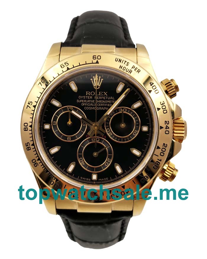 UK Best 1:1 Rolex Daytona 116508 Fake Watches With Black Dials For Men